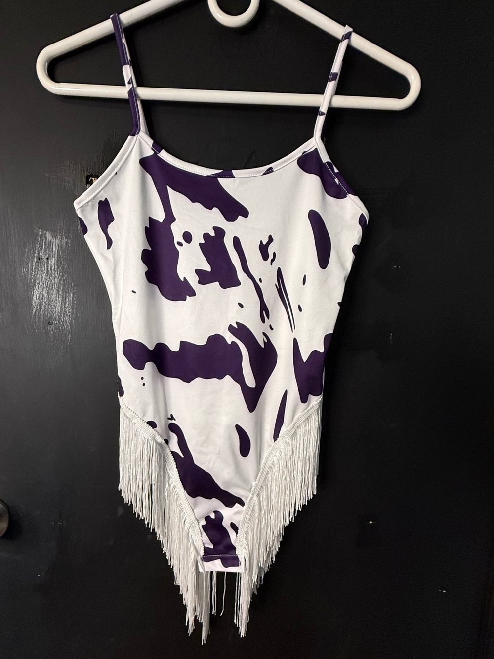 Women’s cow print Fringe Bodysuit
